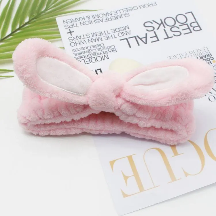 3 Pack Women Bunny Ears Headband Fashionable Face Washing Hair band Cute Hairband Fluffy Elastic Makeup Rabbit Headbands