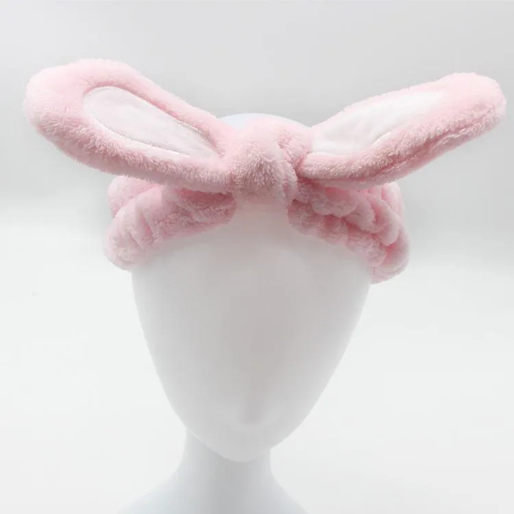 3 Pack Women Bunny Ears Headband Fashionable Face Washing Hair band Cute Hairband Fluffy Elastic Makeup Rabbit Headbands