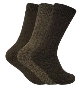 3 Pairs Mens Wool Blend Socks (WB Brown)