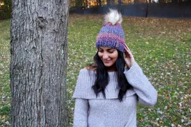 Adult Knitted Beanie with Faux Fur Pom Pom // The Kennebec