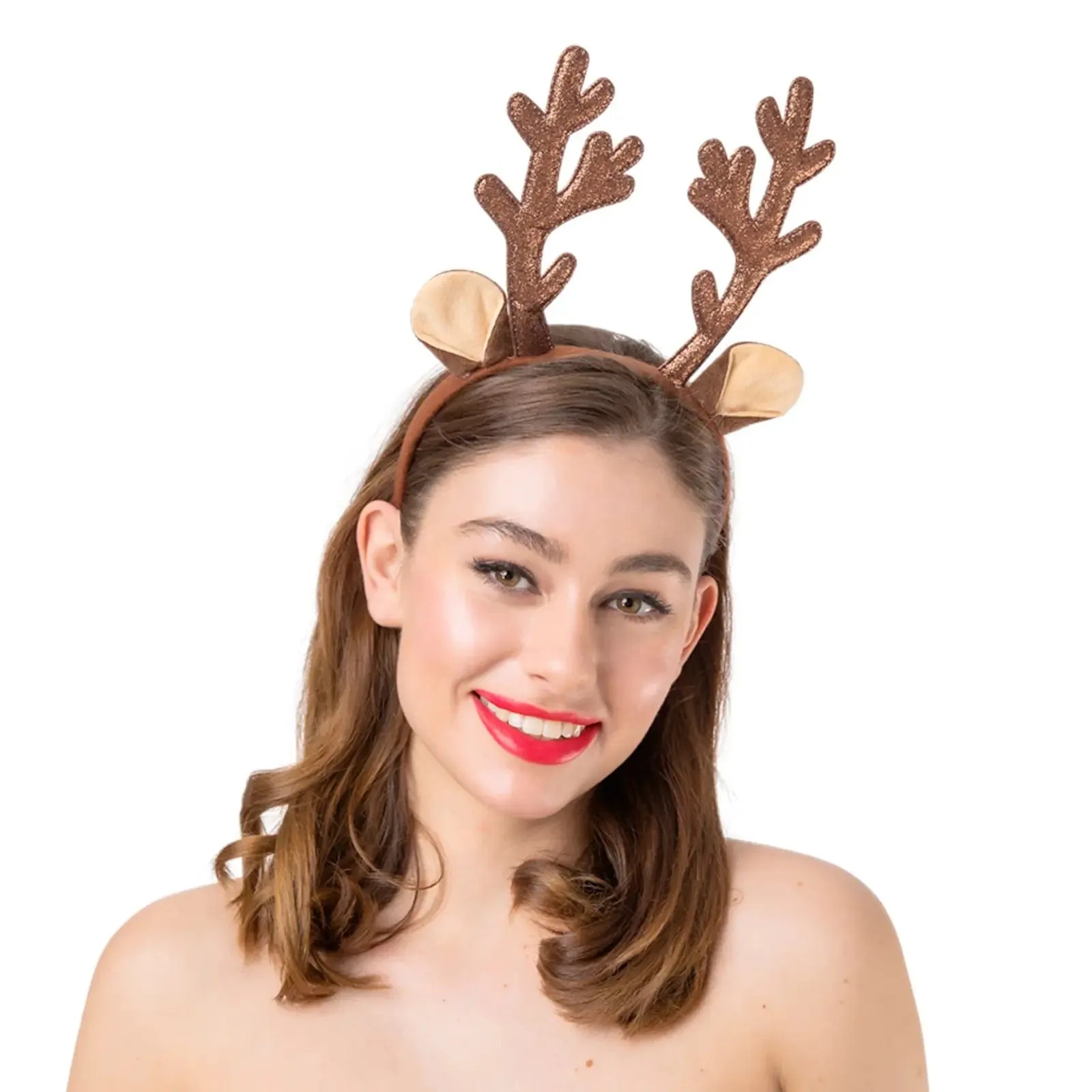 Adults Reindeer Antlers Headband Sparkling Glitter Party Hat