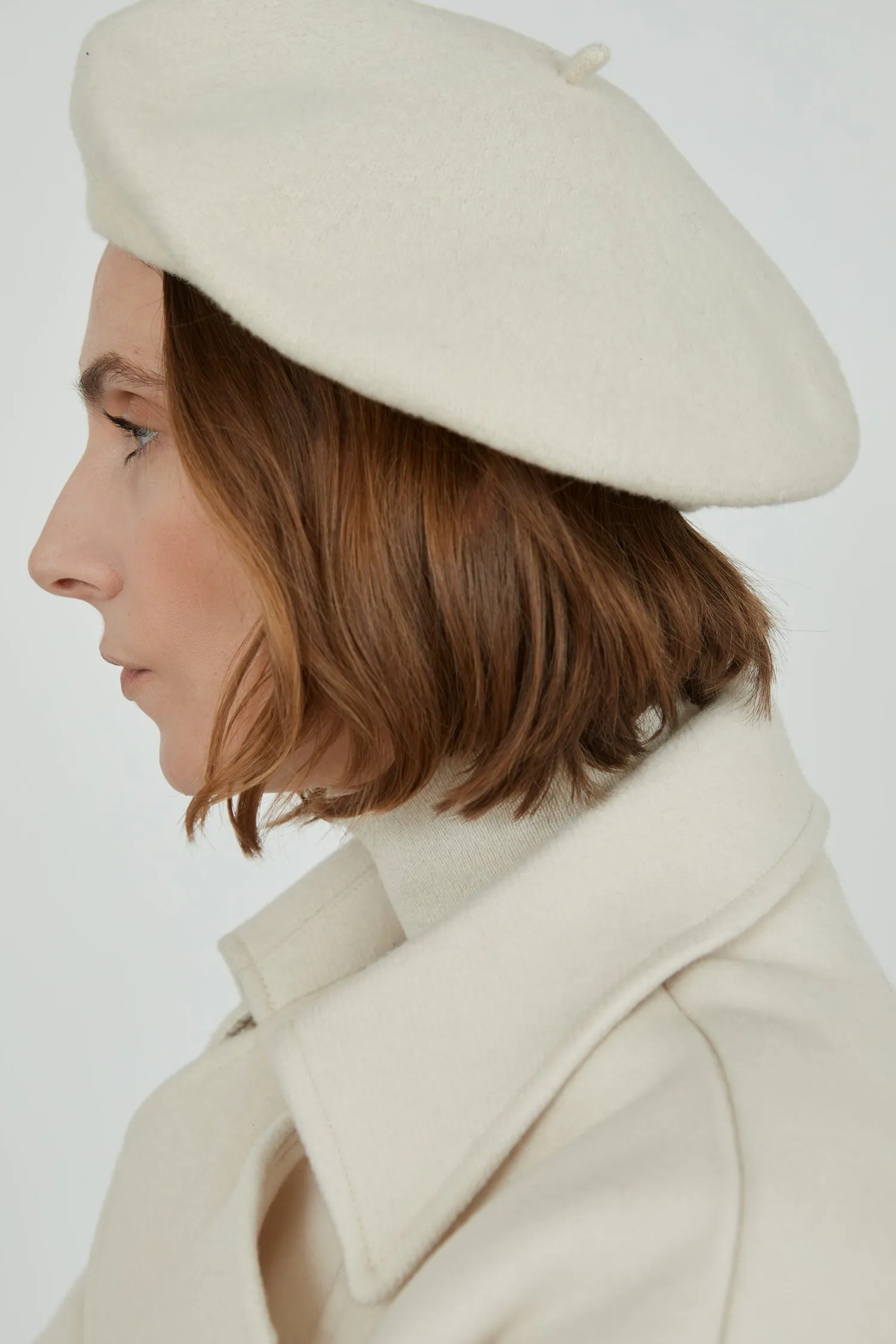 Alain beret | Off white - Felted wool