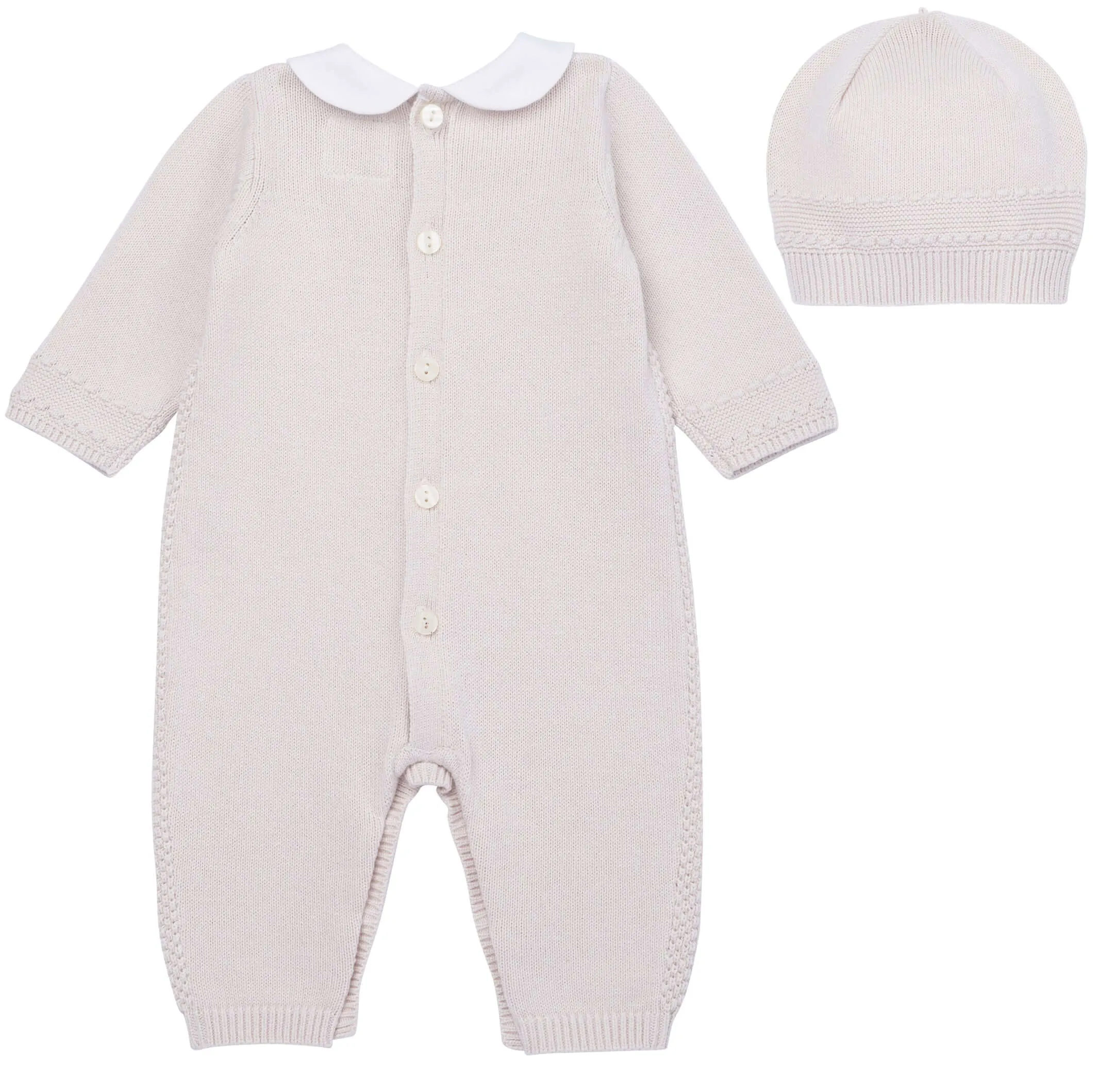 Baby Boys Beige Knitted Outfit & Hat