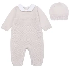 Baby Boys Beige Knitted Outfit & Hat