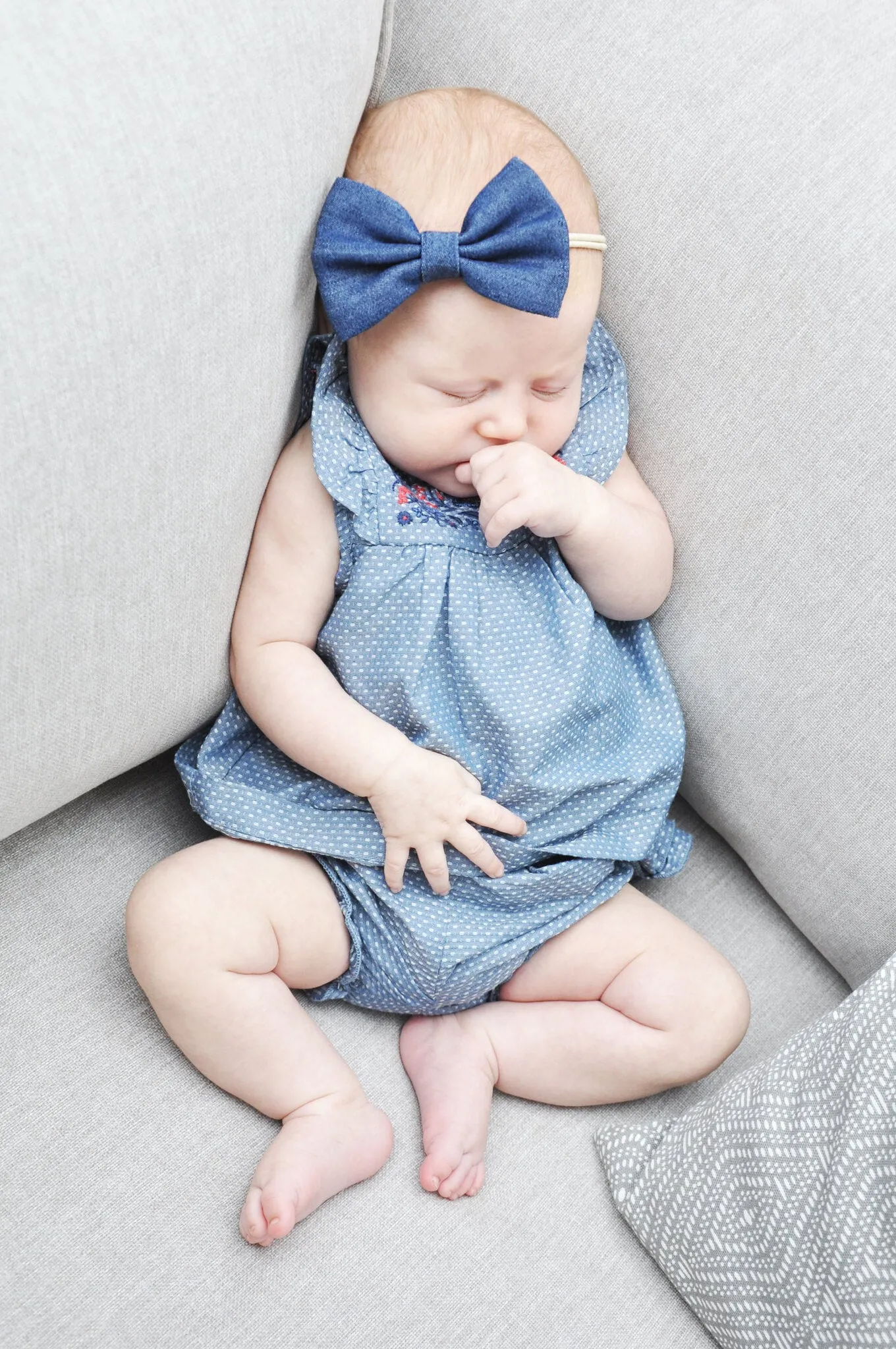 Baby Wisp - Headband - Big Blue Denim Bow - 3M 