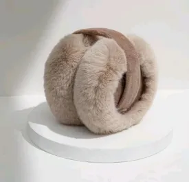 Beige Foldable Fluffy Earmuffs