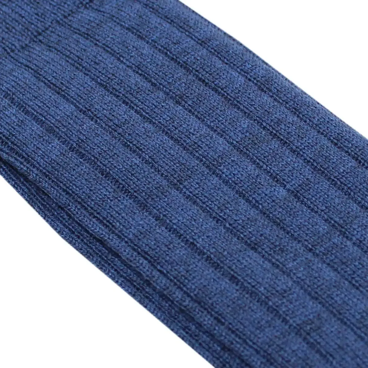 Blue Melange Wool Ribbed Socks