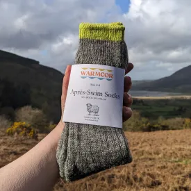 British Wool Socks - Grey with Lime