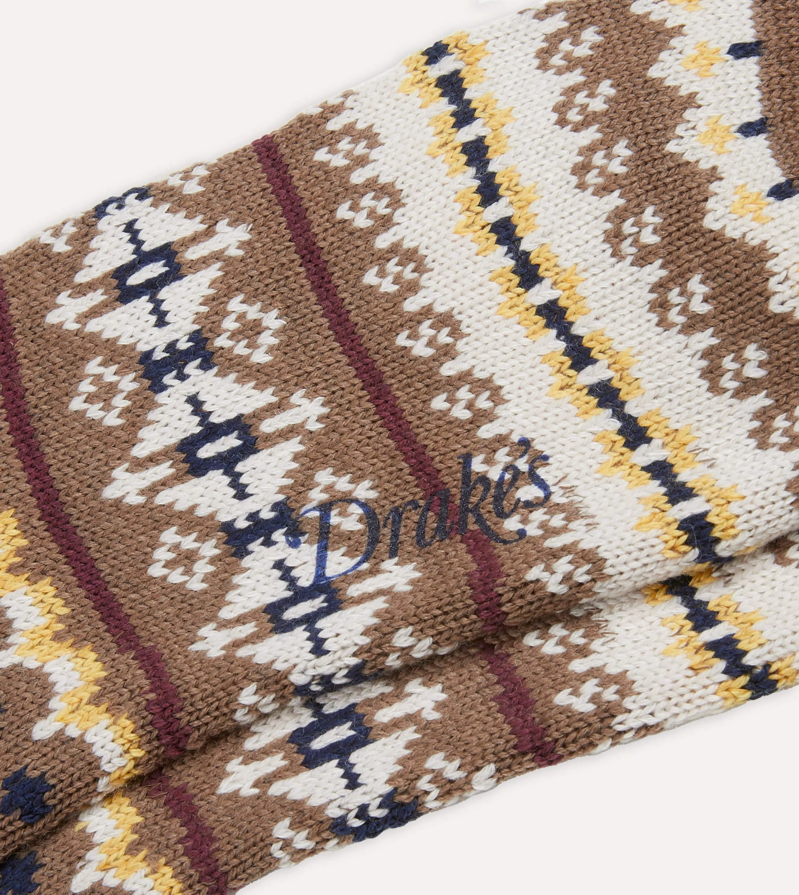 Brown Fair Isle Wool Cotton Socks