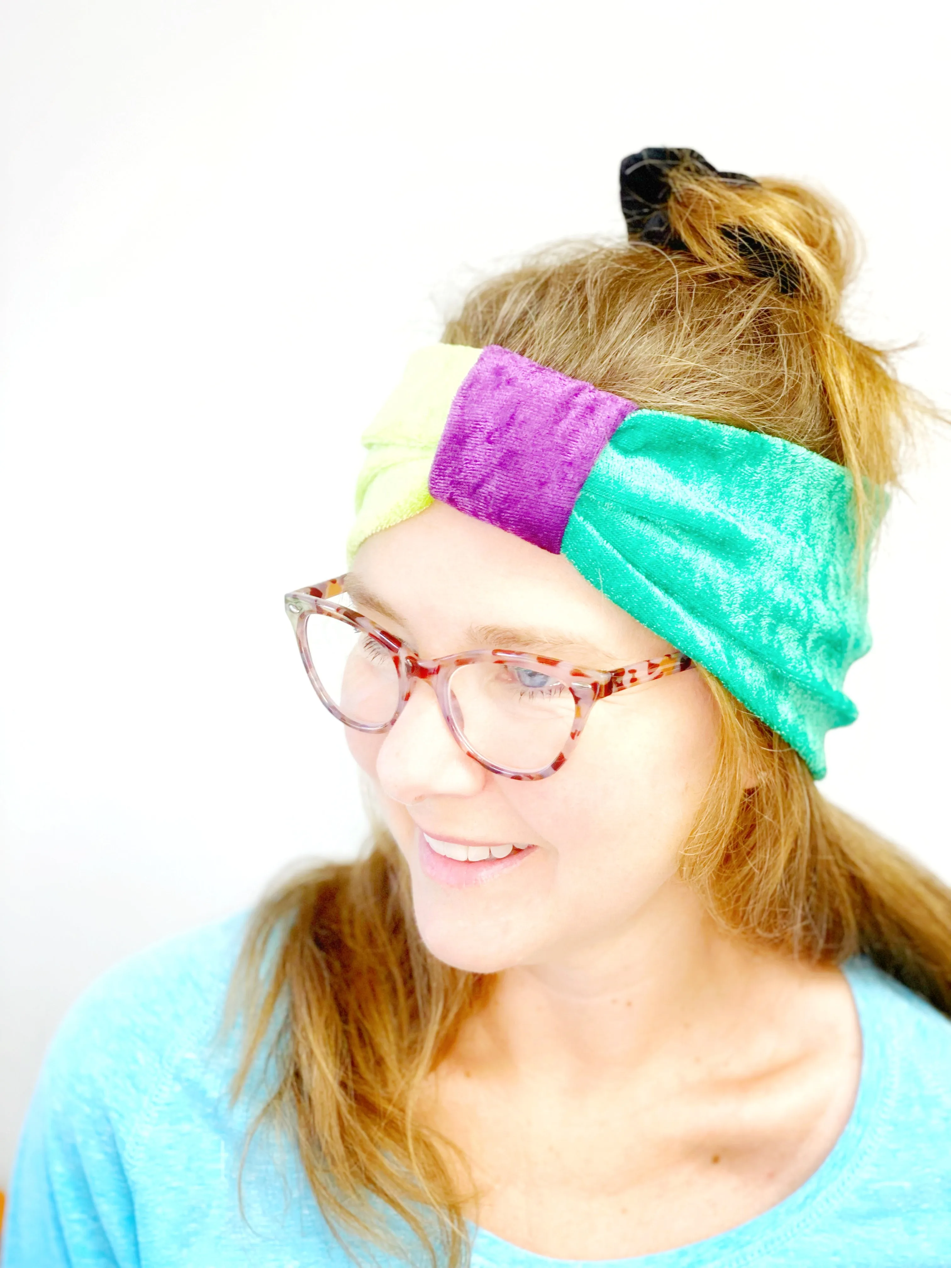 Color Block Relaxing Velvet Stretch Headband for Women