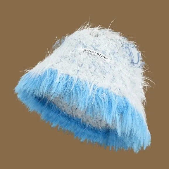 Cute White Plush Fisherman Hat