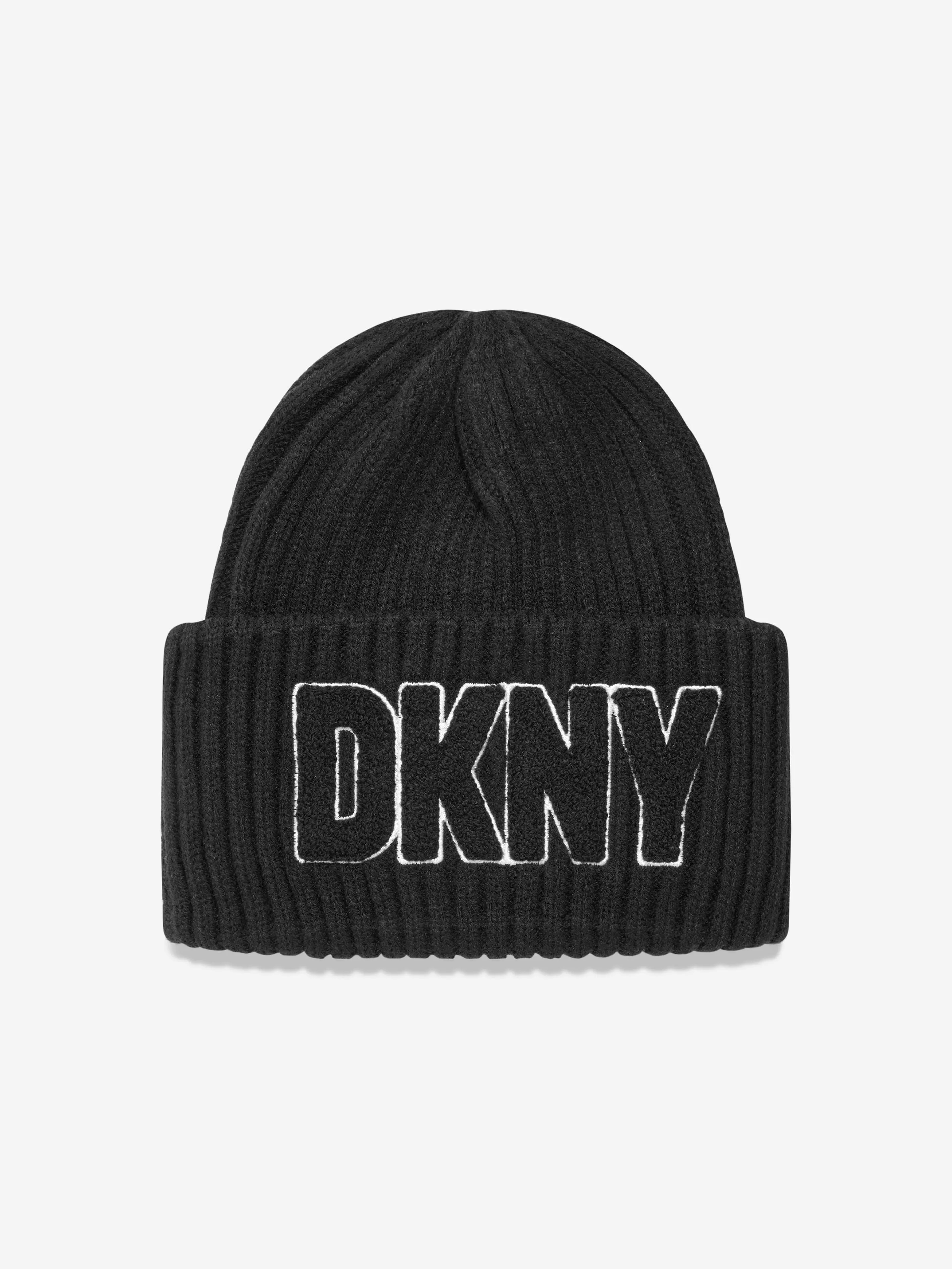 DKNY Kids Knitted Pull On Hat in Black