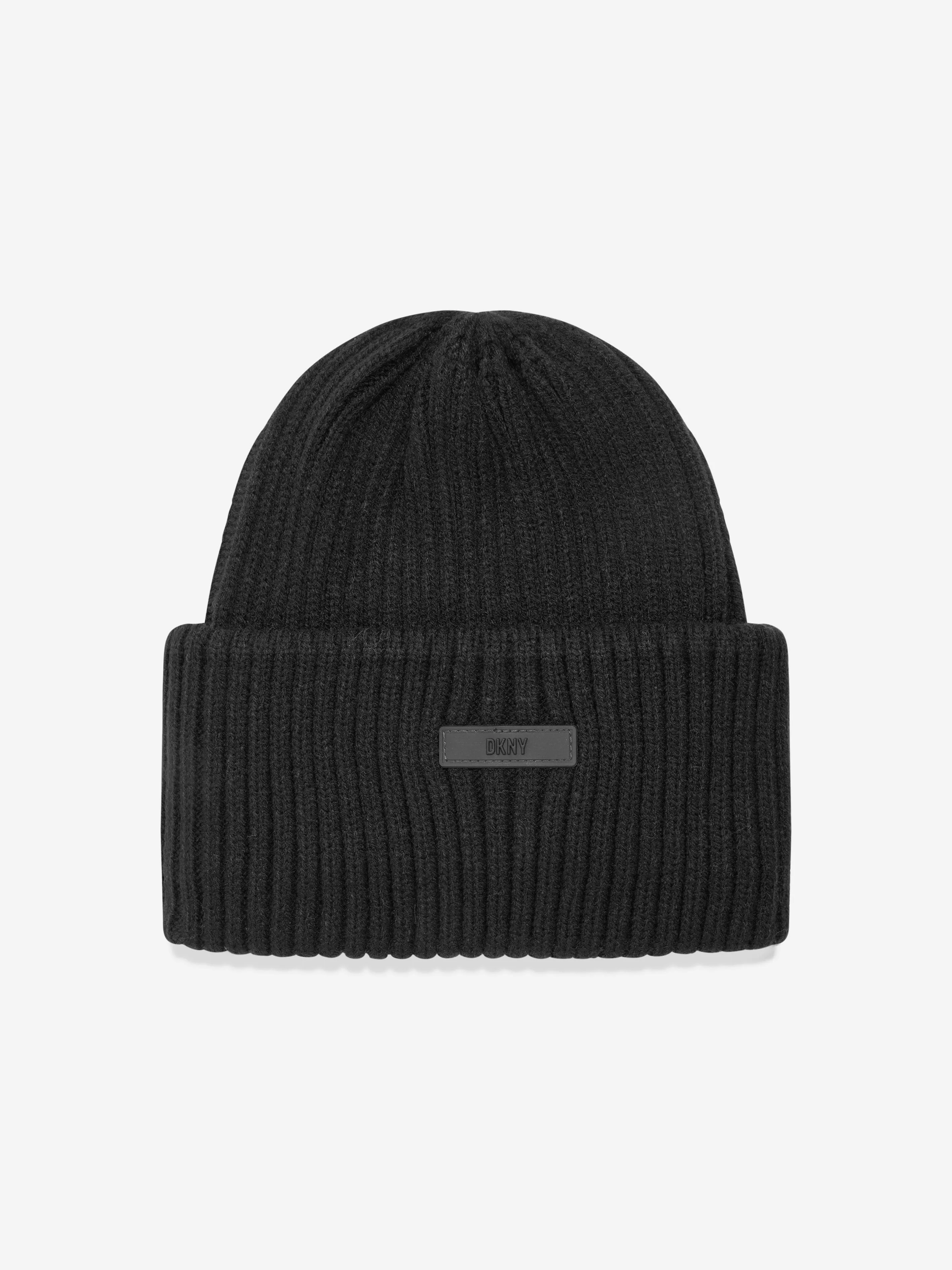 DKNY Kids Knitted Pull On Hat in Black