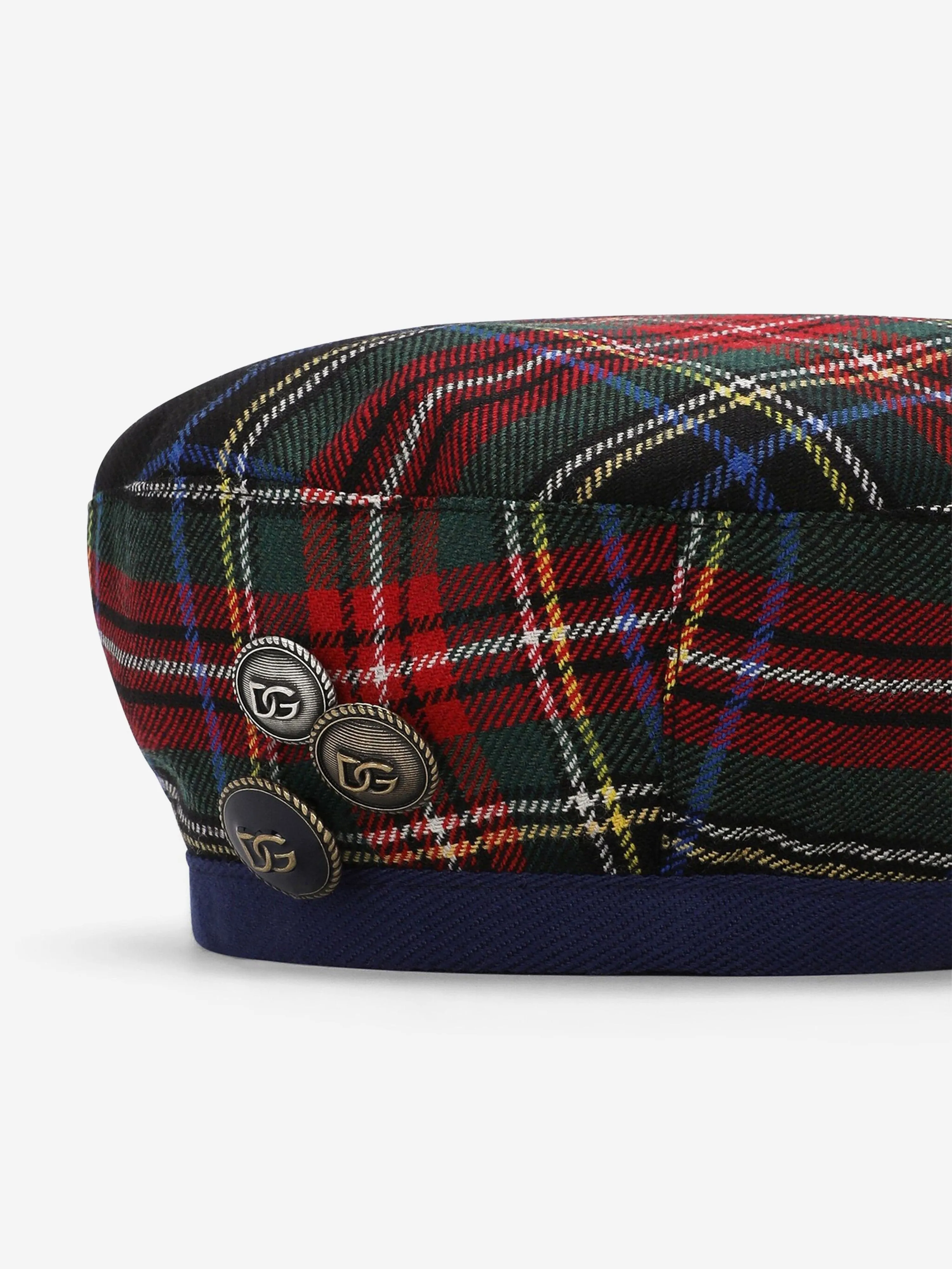 Dolce & Gabbana Girls Tartan Beret in Multicolour