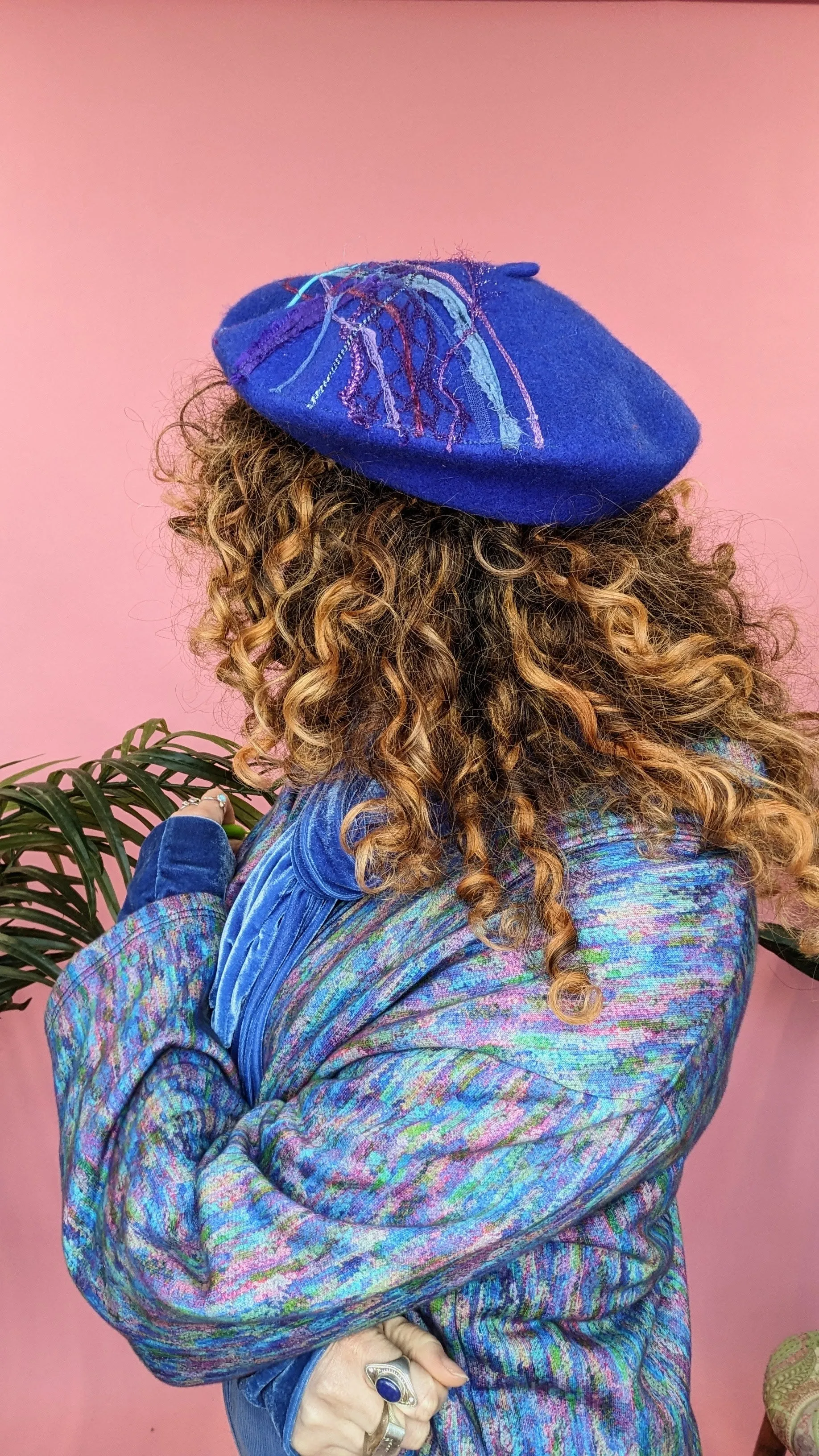 Embellished Beret in Royal Blue