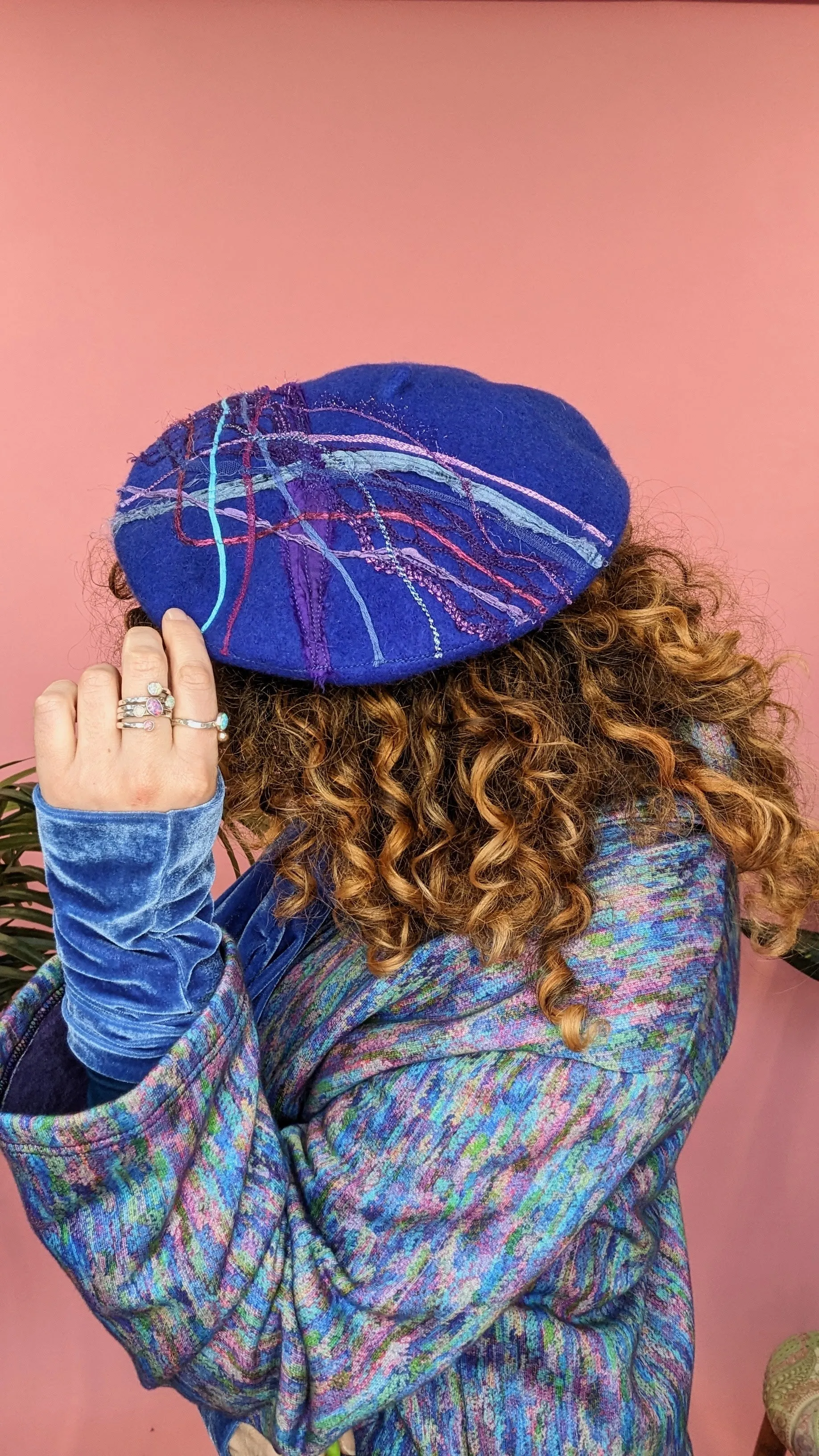 Embellished Beret in Royal Blue