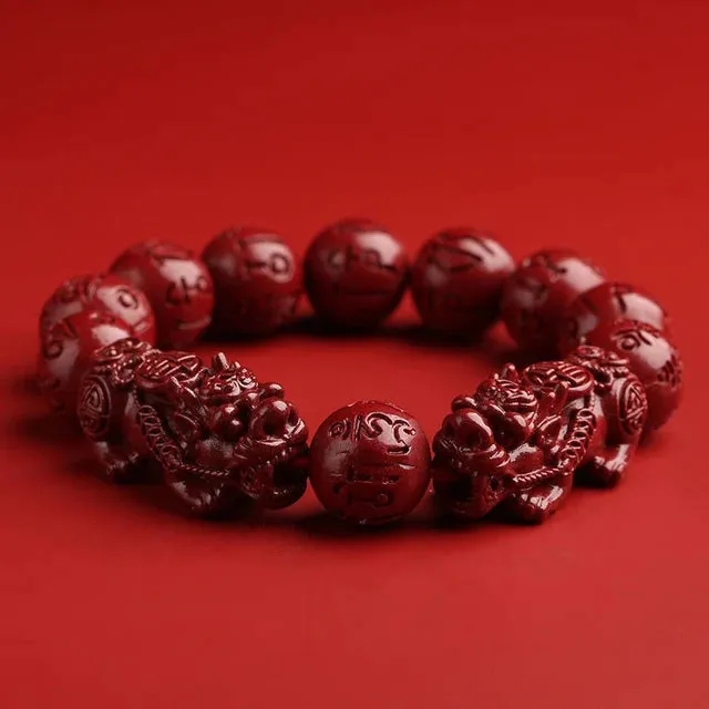 Feng Shui Pixiu Cinnabar Bracelet Good Fortune Lucky Pi Xiu Buddha Bracelet