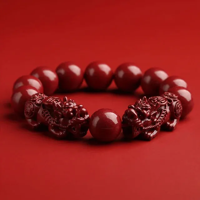 Feng Shui Pixiu Cinnabar Bracelet Good Fortune Lucky Pi Xiu Buddha Bracelet