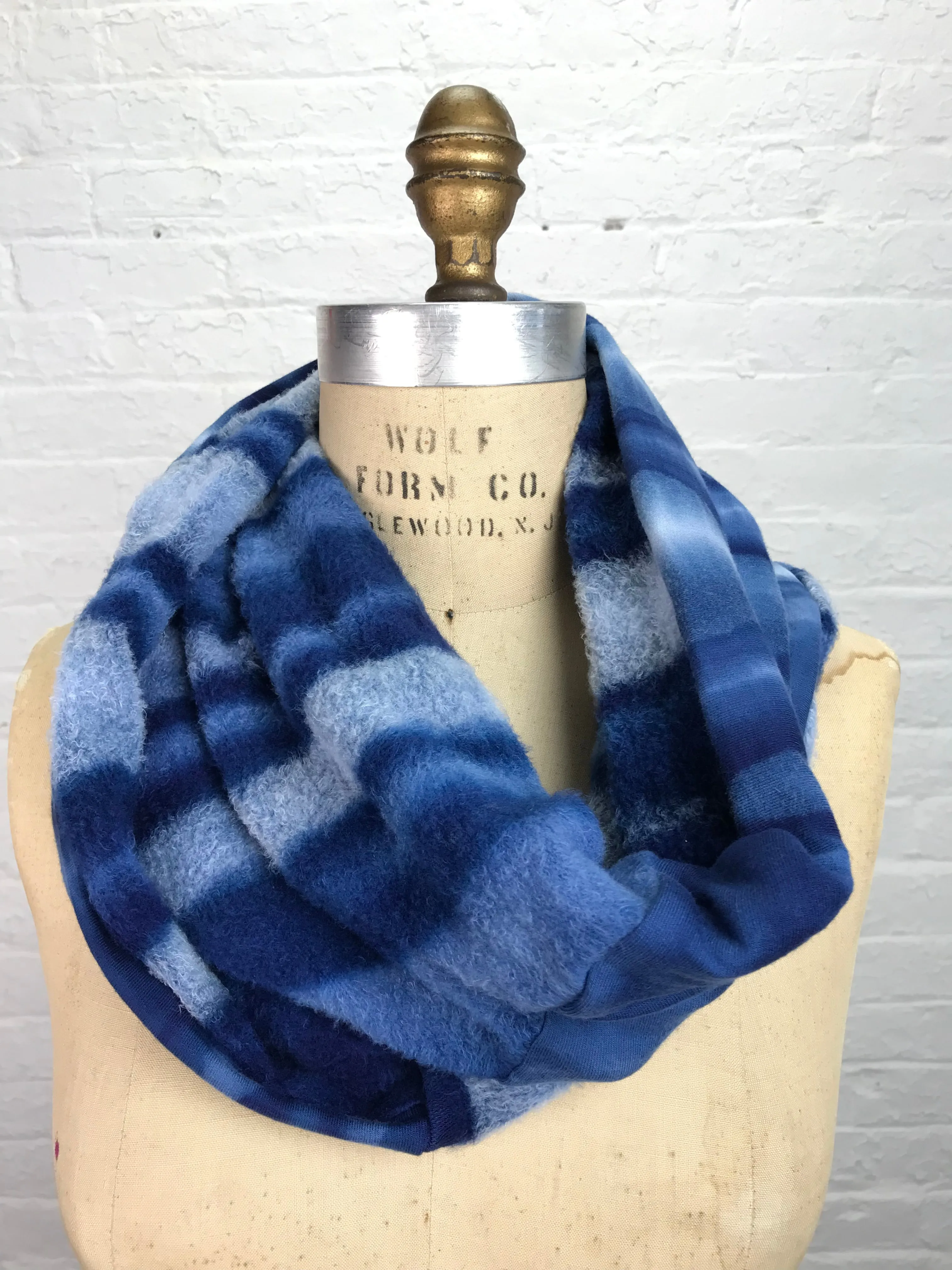 Fleece Cowl Warmer in Indigo Stripe