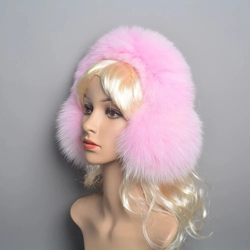 Fox Fur Earmuffs for Women - 100% Natural Fox Fur, Fashionable and Warm