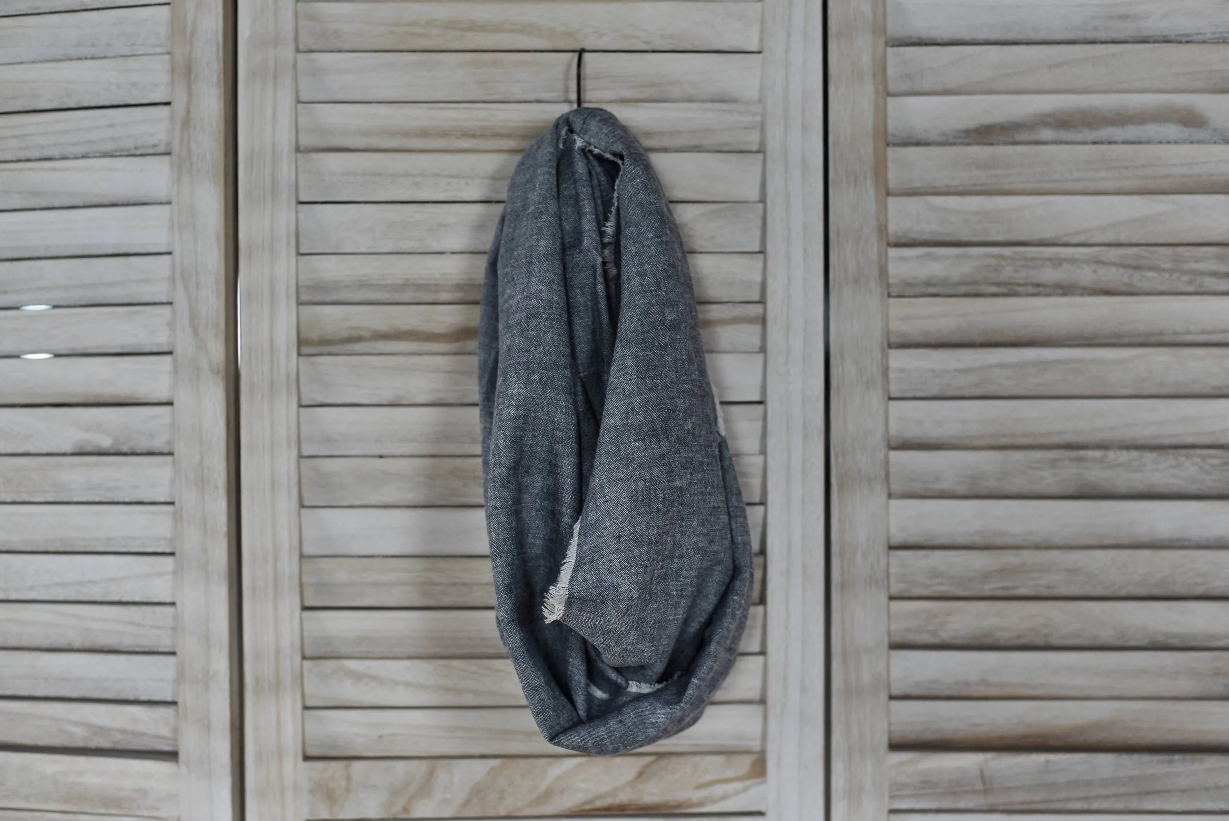 Gray Linen Infinity Scarf