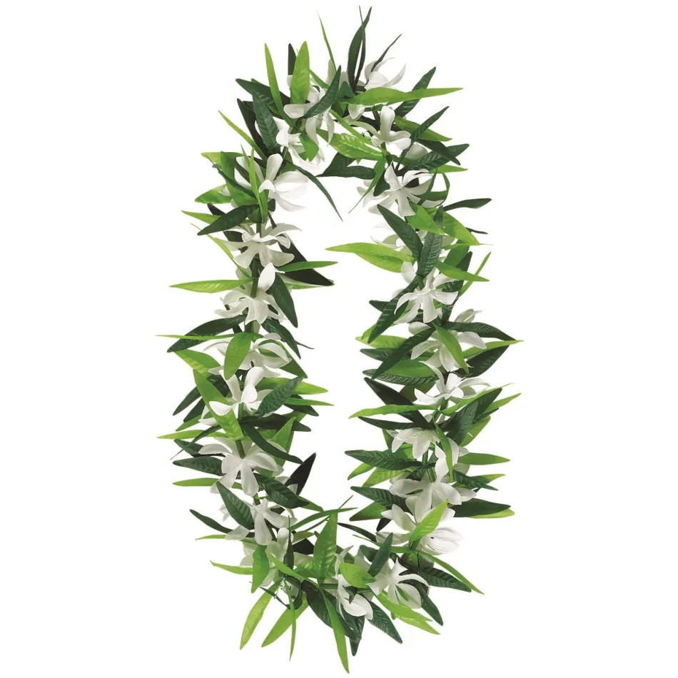 Green Leaf w/Flowers Lei