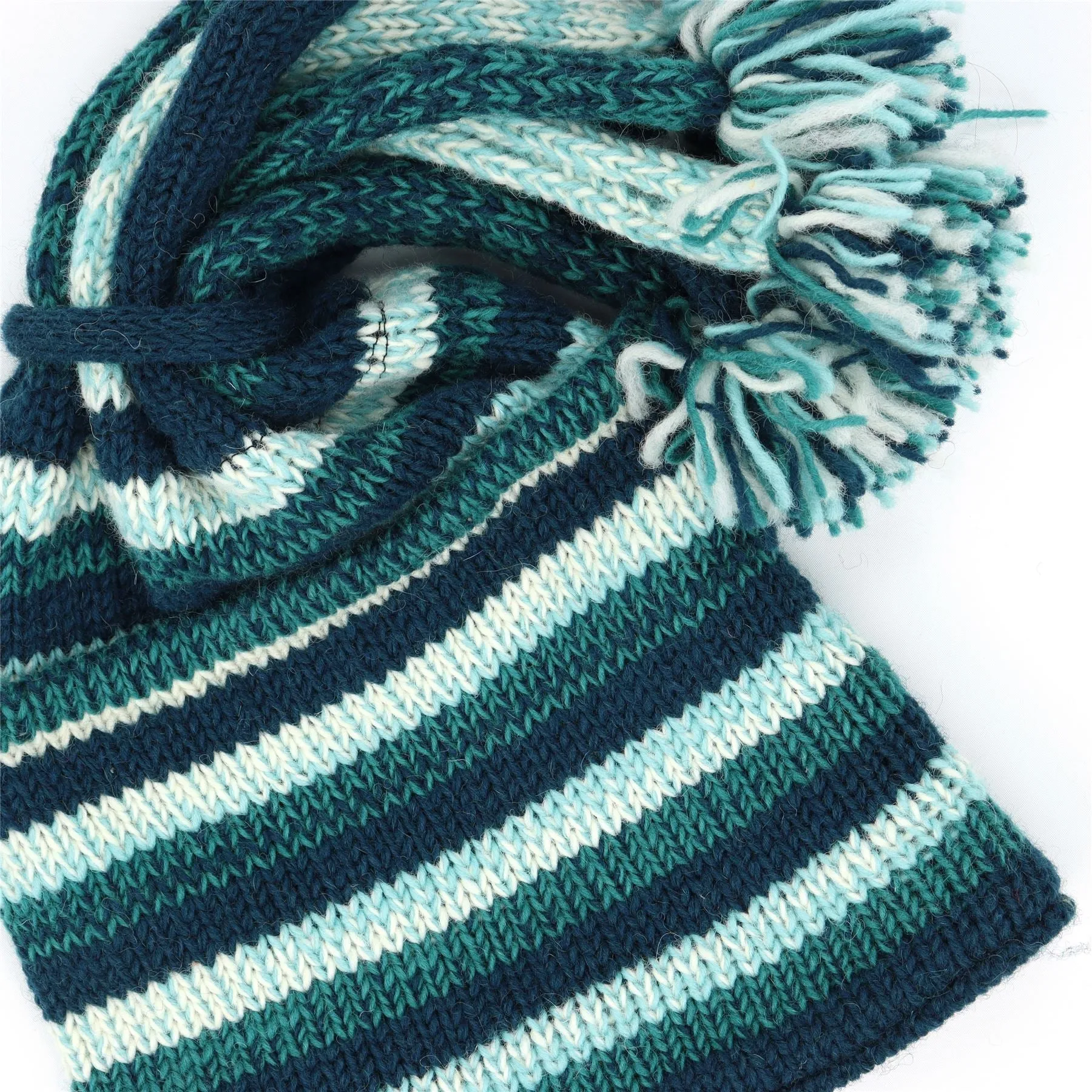 Hand Knitted Beanie Fountain Tassel Hat - SD Teal