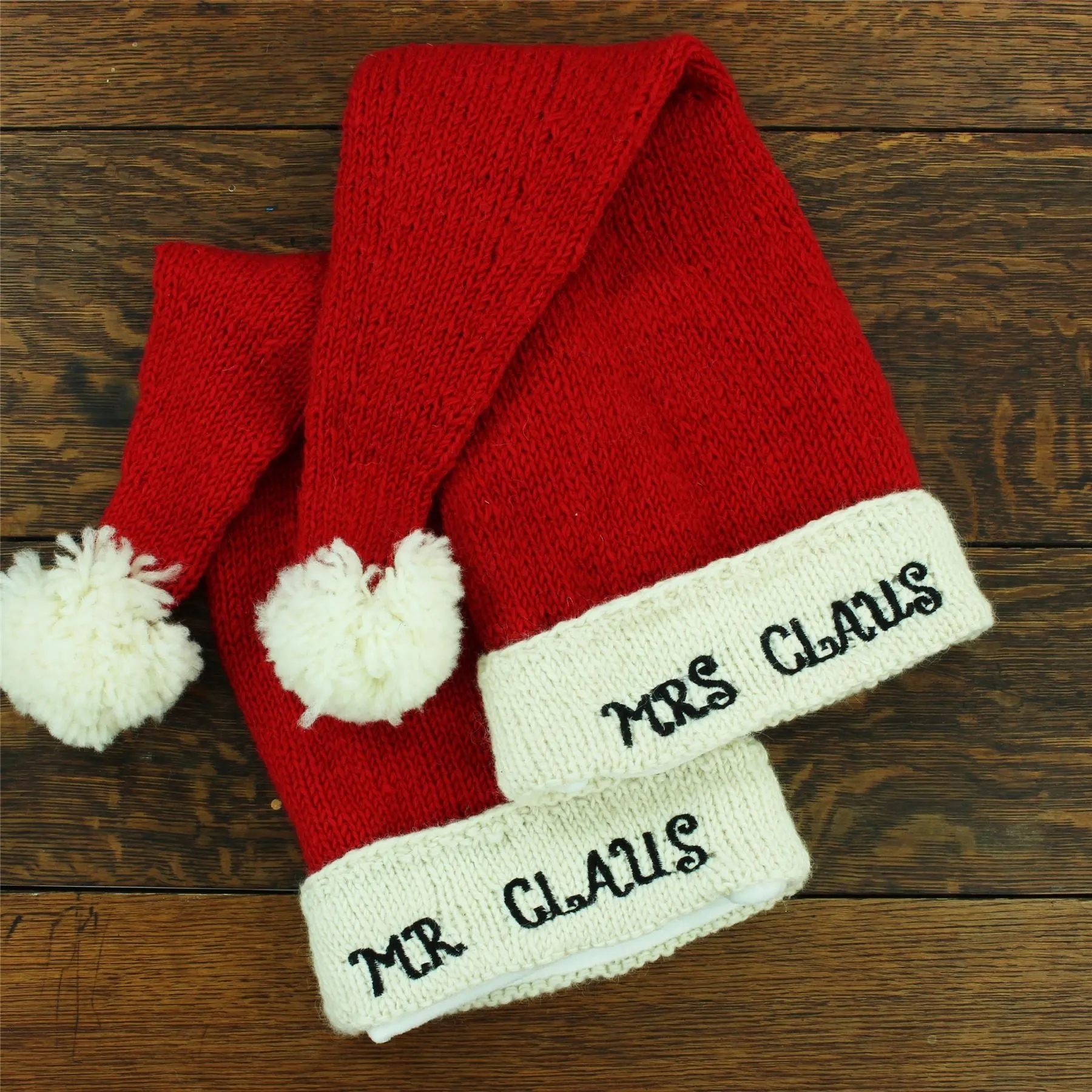 Hand Knitted Wool Christmas Beanie Hat - Mr Claus