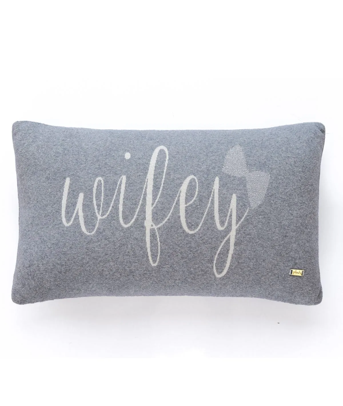 Hubby Wifey Cotton Knitted Decorative Light Grey Melange Color 12 x 20 Inches Pillow Covers