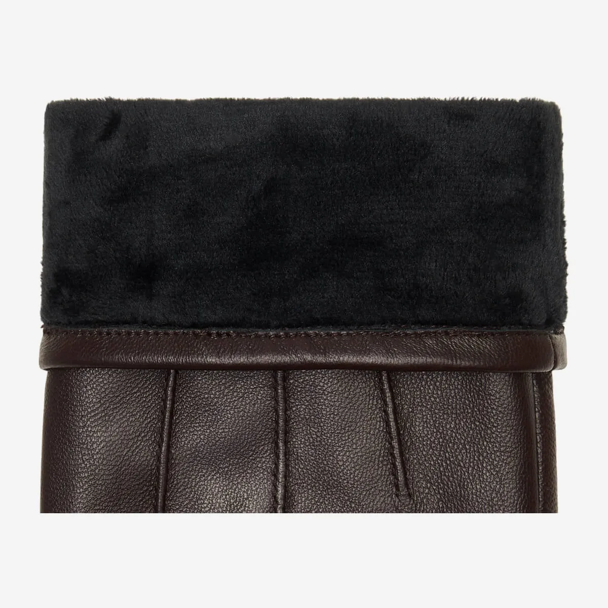 Jake (dark brown) - sheepskin gloves with warm fleece lining & touchscreen feature