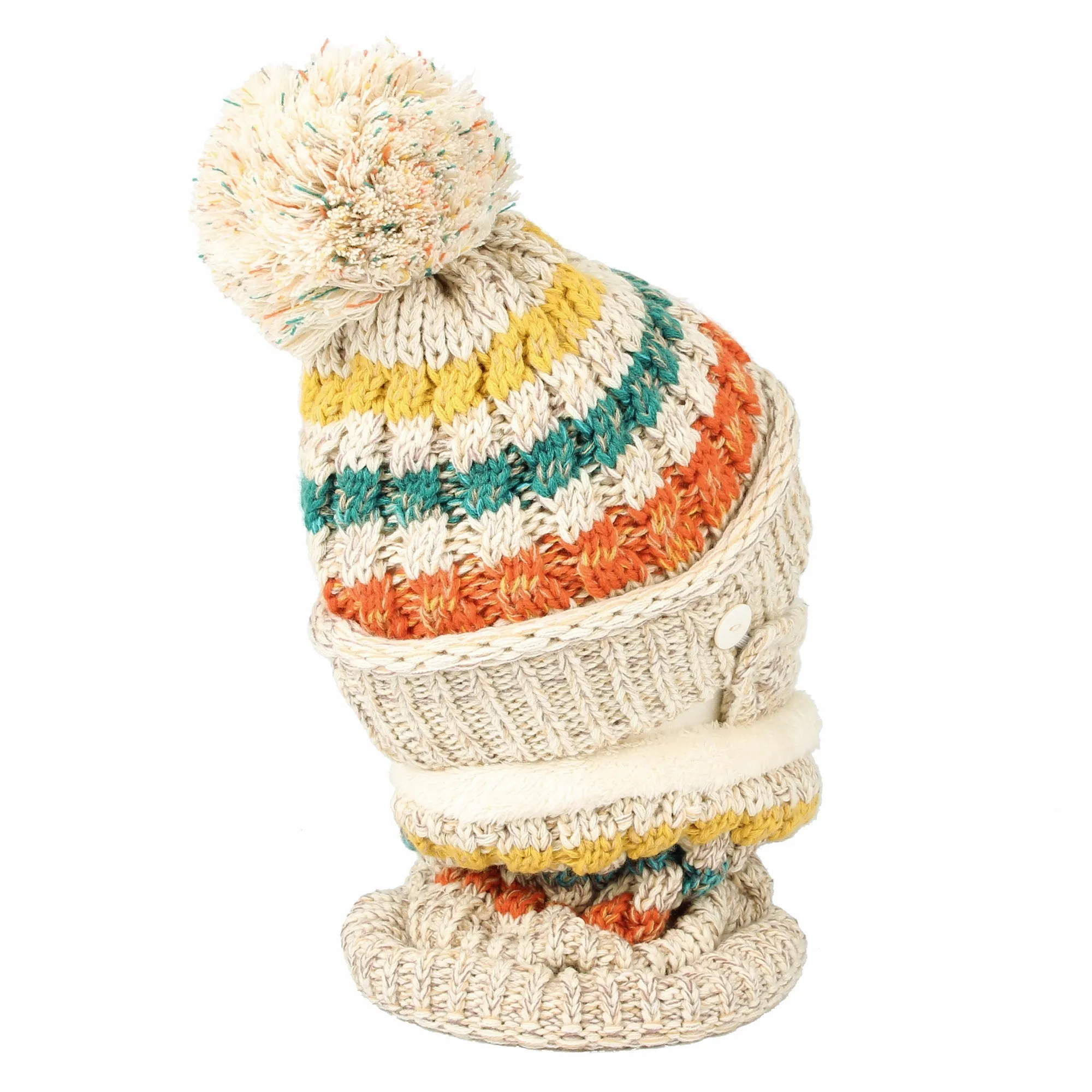 Knit Fairs Isle Nordic Bobble Pom Beanie Hat DZX0024