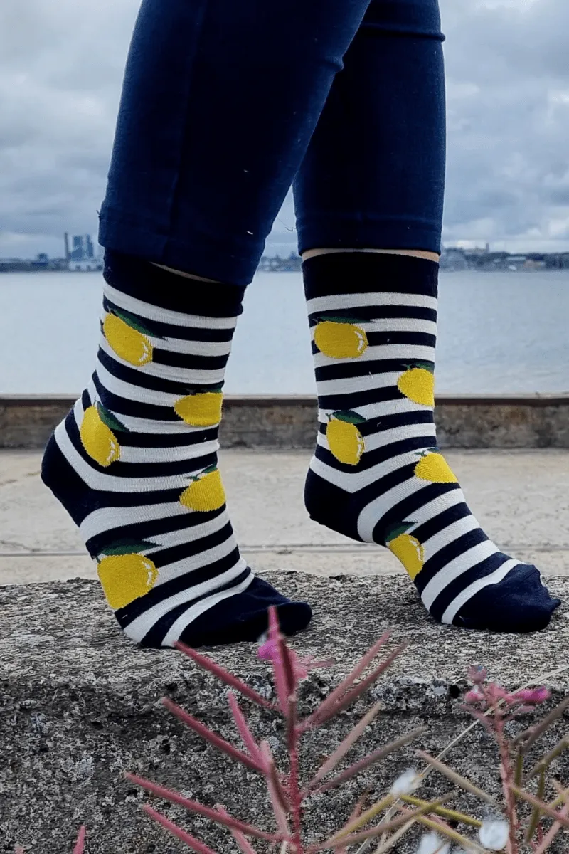 LEMON merino wool unisex socks with lemons