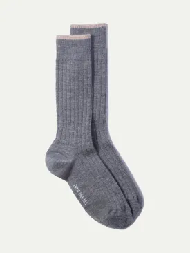 Light grey - Super durable Wool short socks - Made in Italy