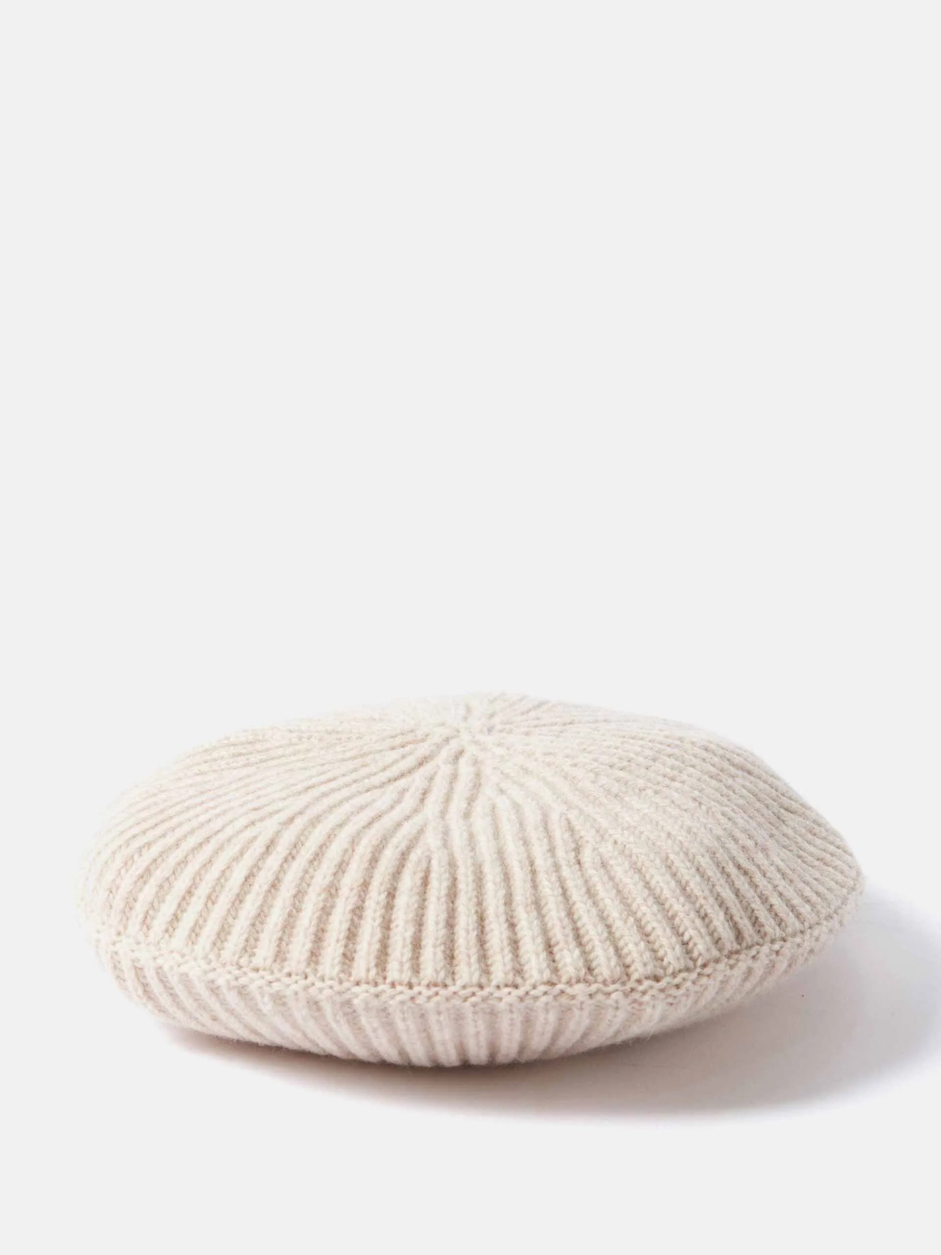 Logo-patch ribbed wool-blend beret