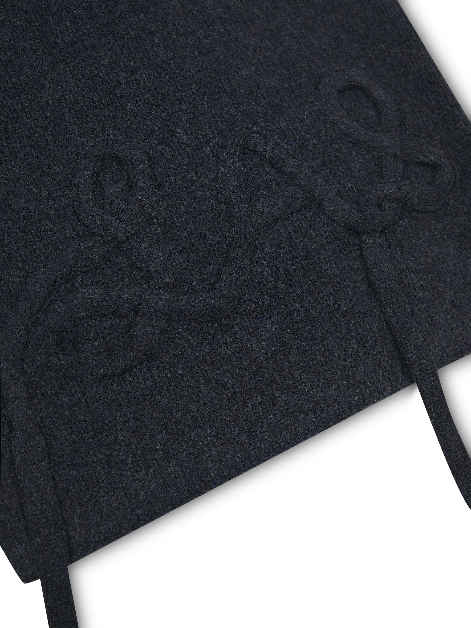 'LOULOU' WOOL BLEND APPLIQUÉ DETAIL SCARF NAVY