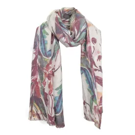 Multi Autumnal Lilies Floral Scarf