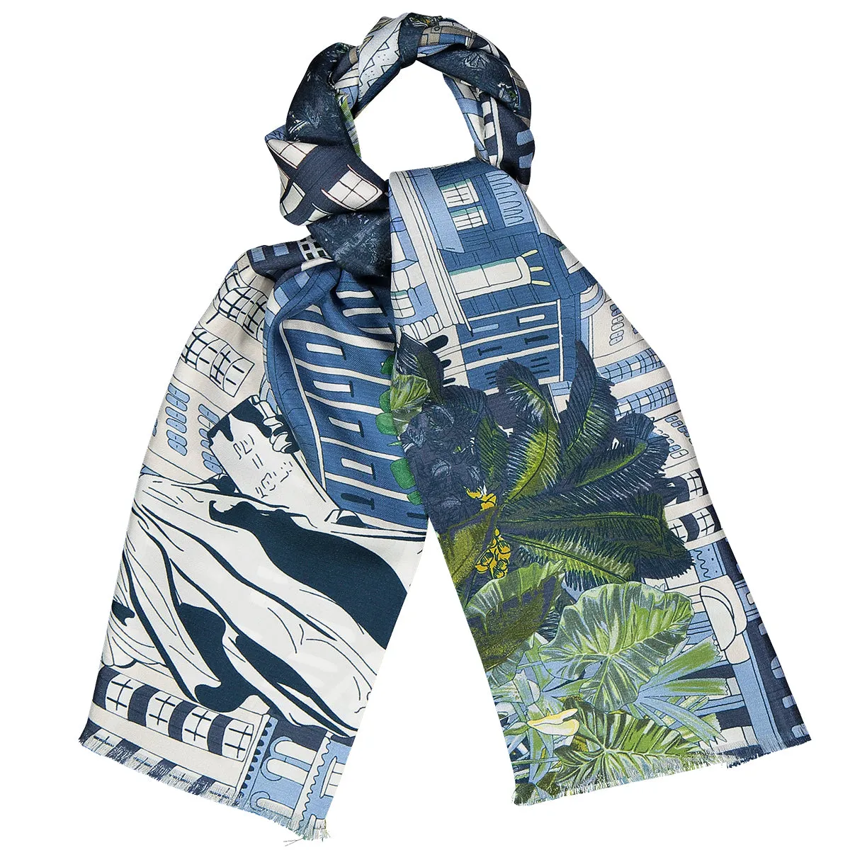 New York shade of blue tie scarf