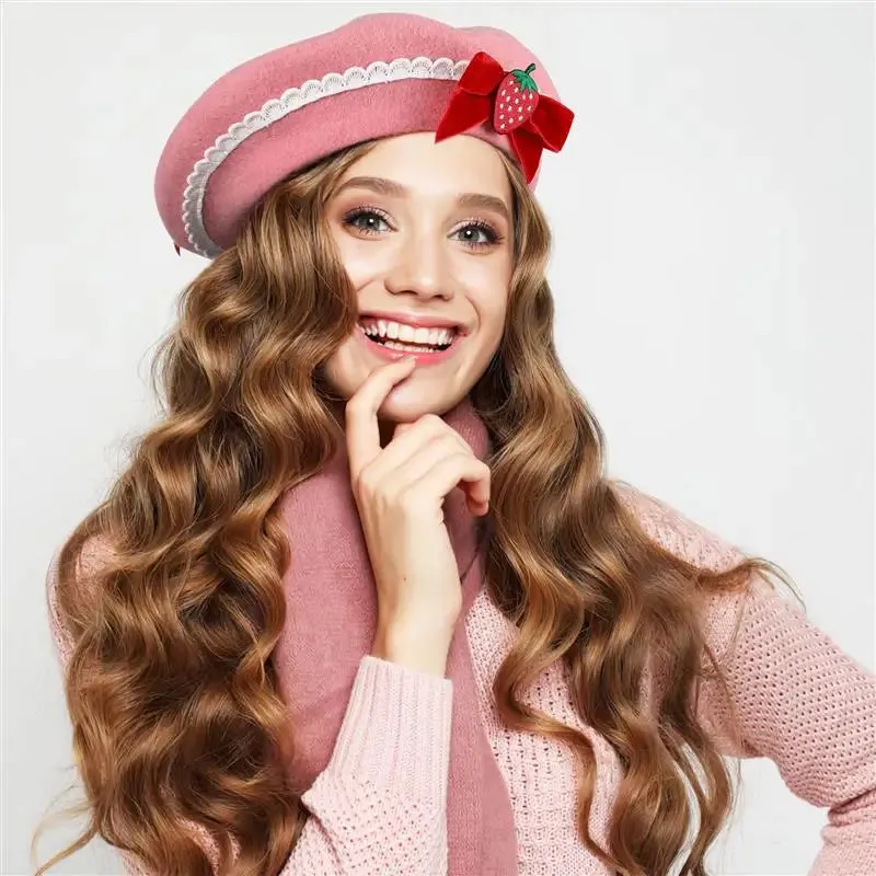 Pink Strawberry Beret Hat