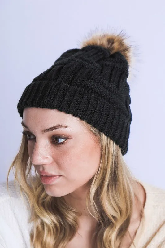 Poppie Fur Pom Beanie