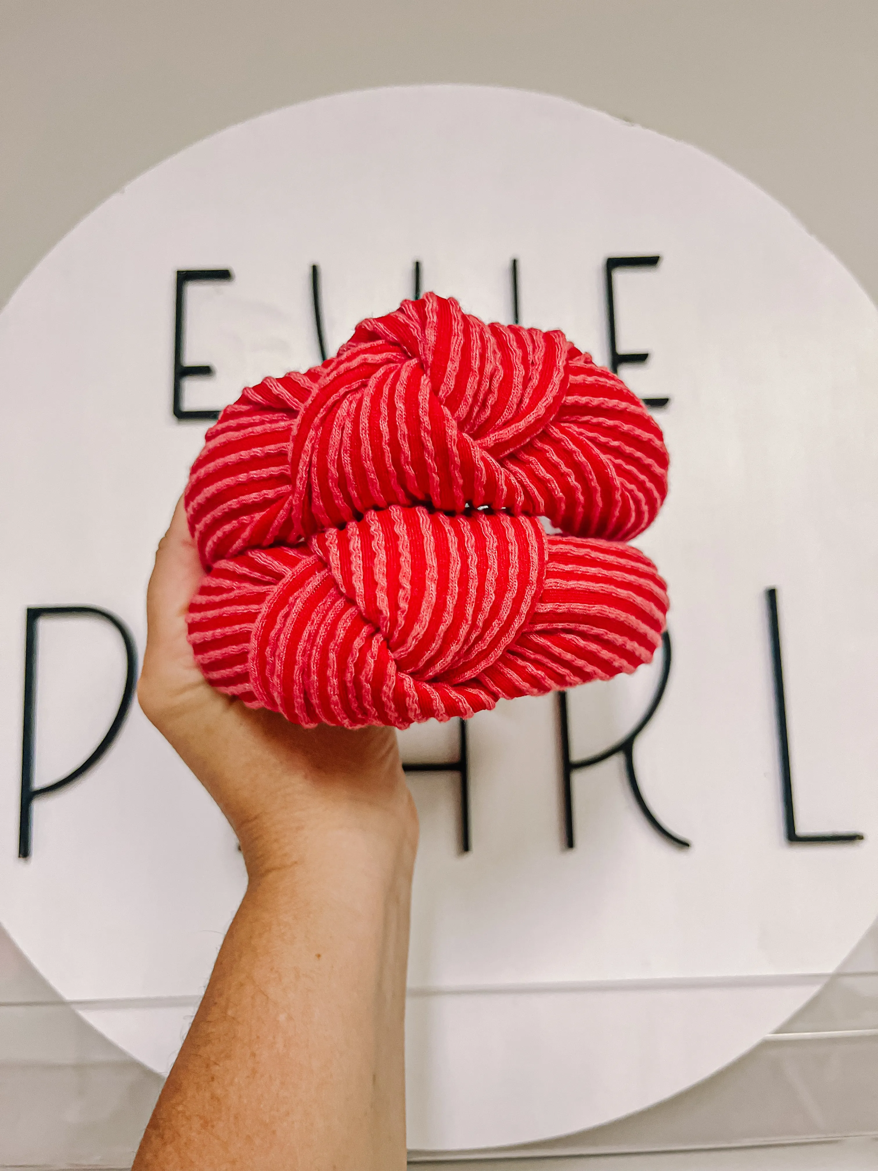 Premier- Red Ribbed Knotted Headband