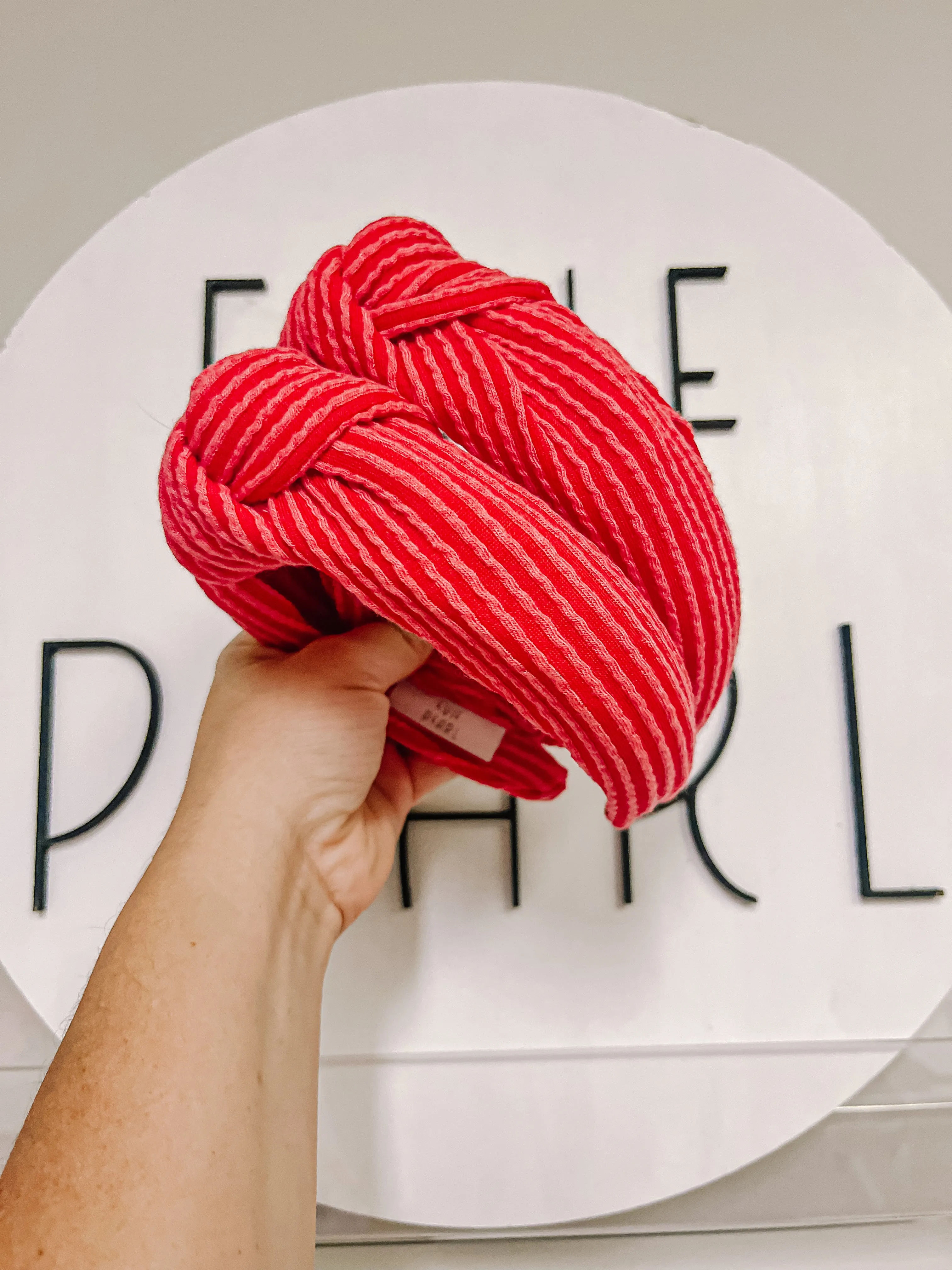 Premier- Red Ribbed Knotted Headband