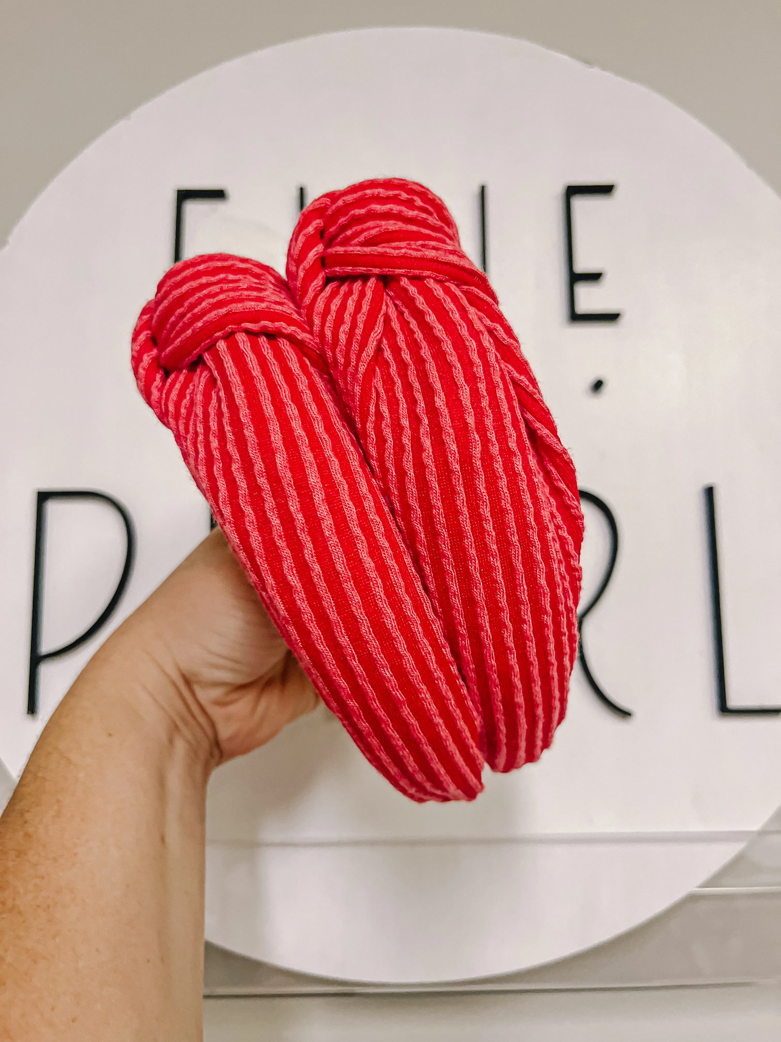 Premier- Red Ribbed Knotted Headband