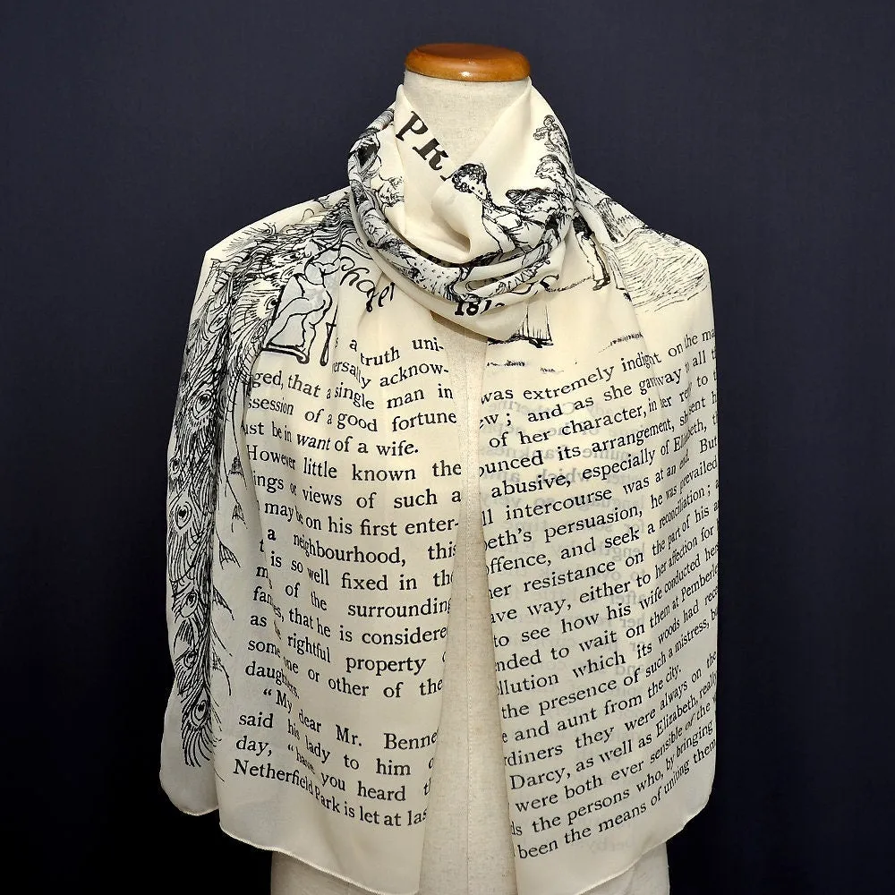 Pride and Prejudice Chiffon scarf, Summer scarf, Light scarf, Spring scarf