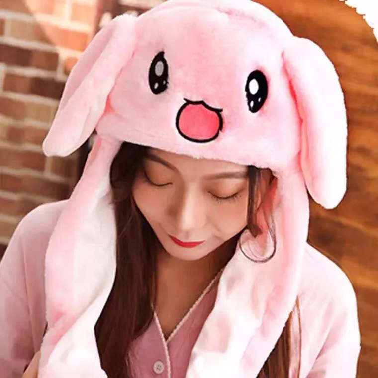 Rabbit Ear Airbag Hat: Fun Plush Toy Cap for Kids and Adults