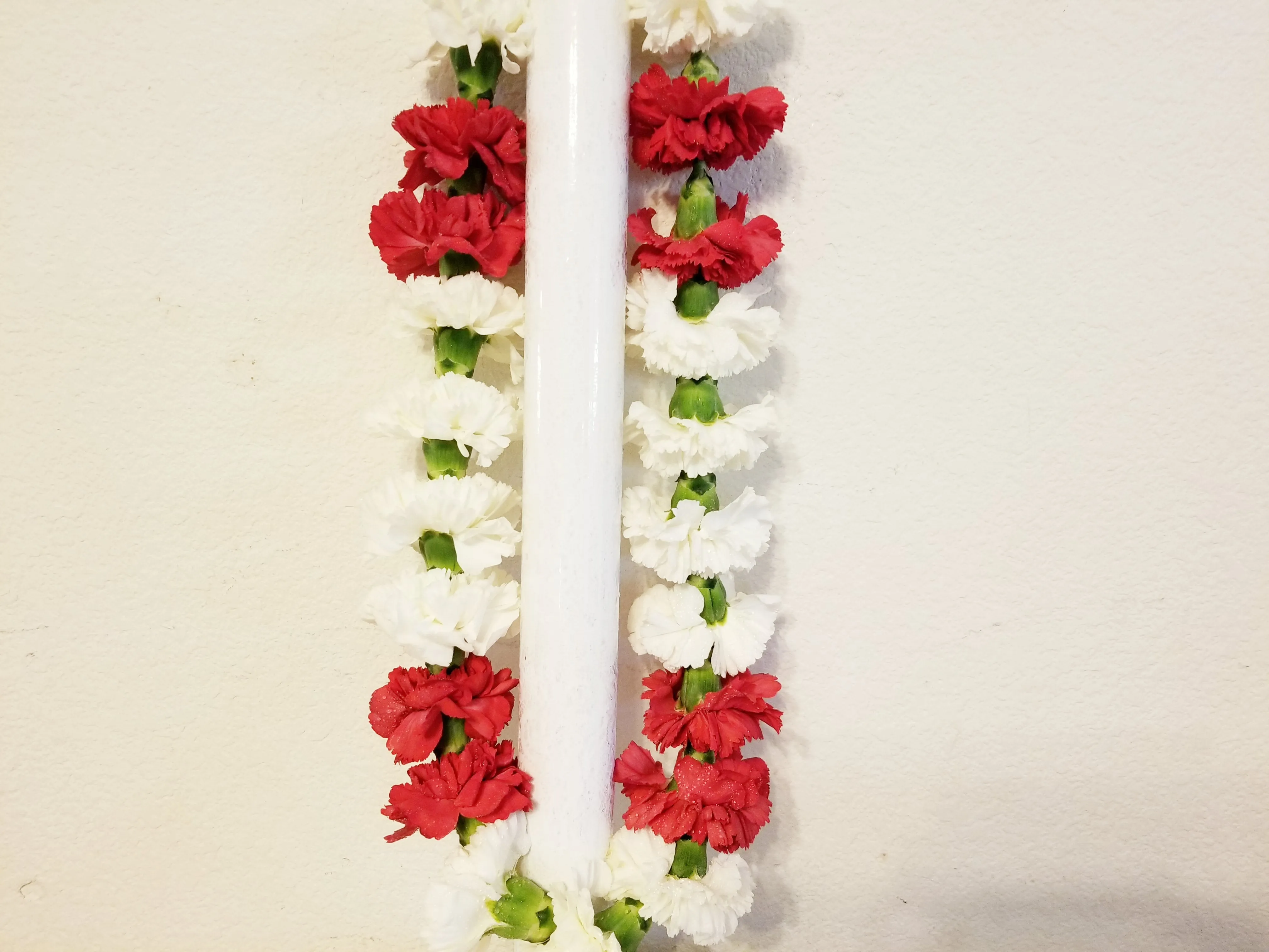 Red & White Carnations Lei