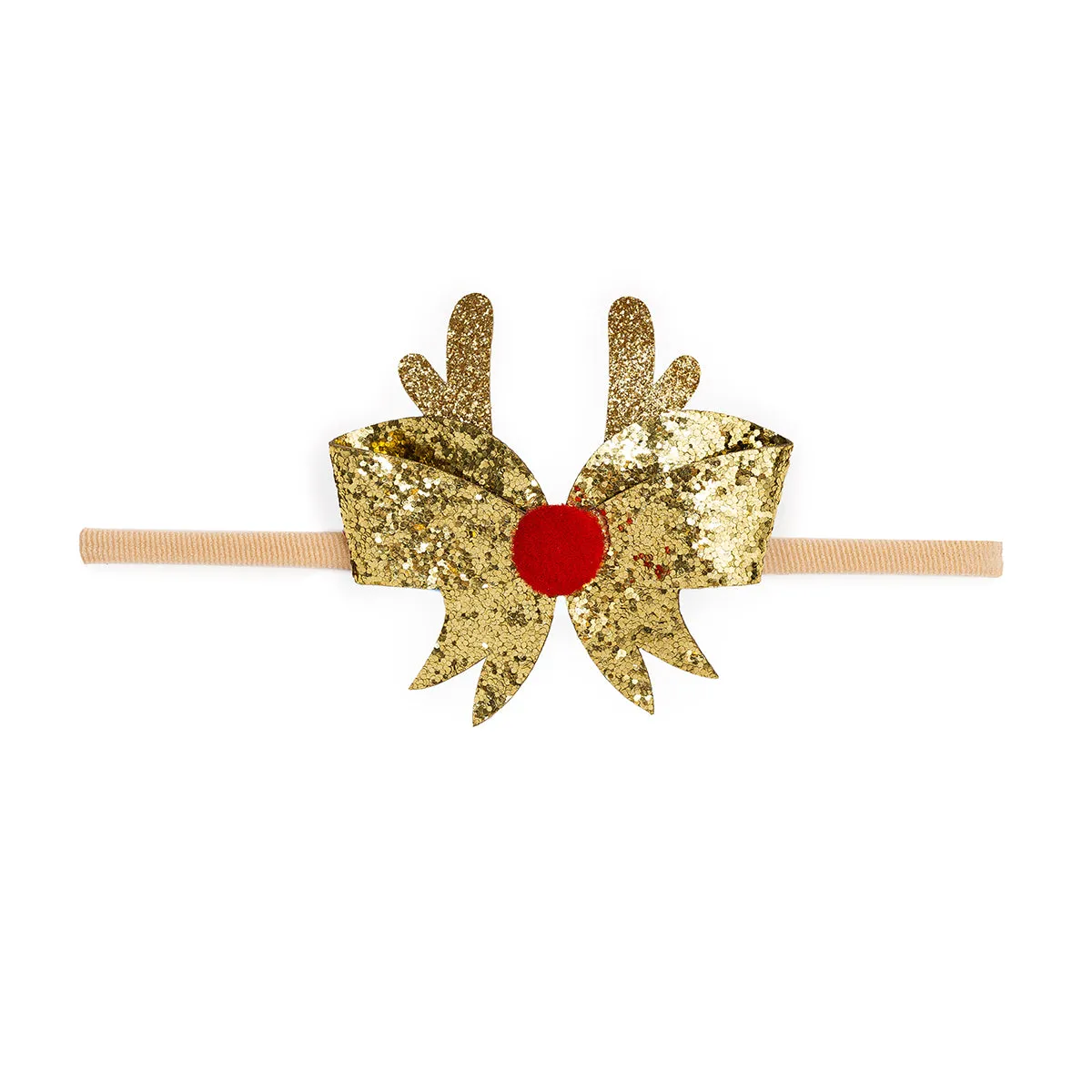 Reindeer Glitter Christmas Bow Baby Headband