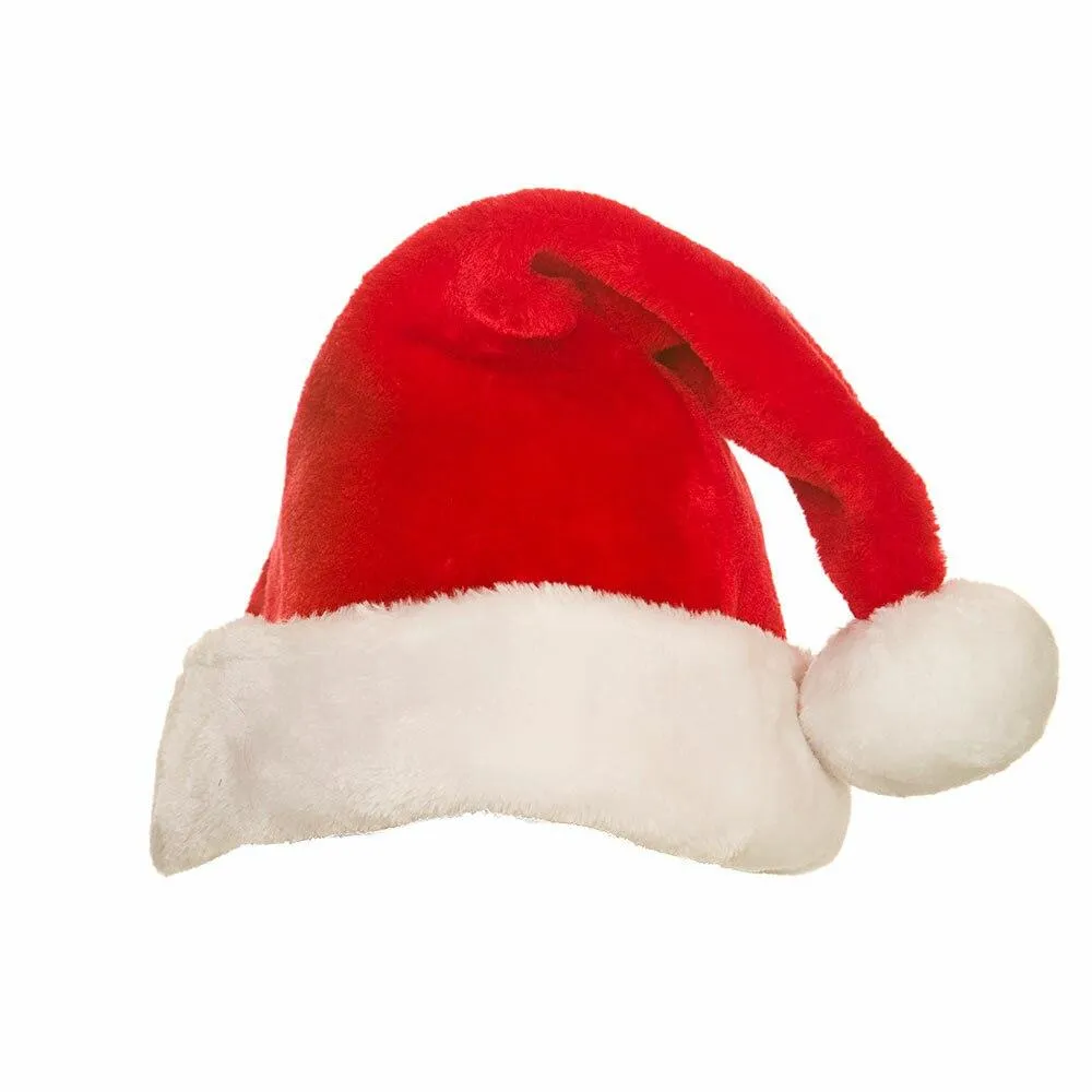 Santa Hat Super Deluxe Plush Fabric Christmas Fancy Dress