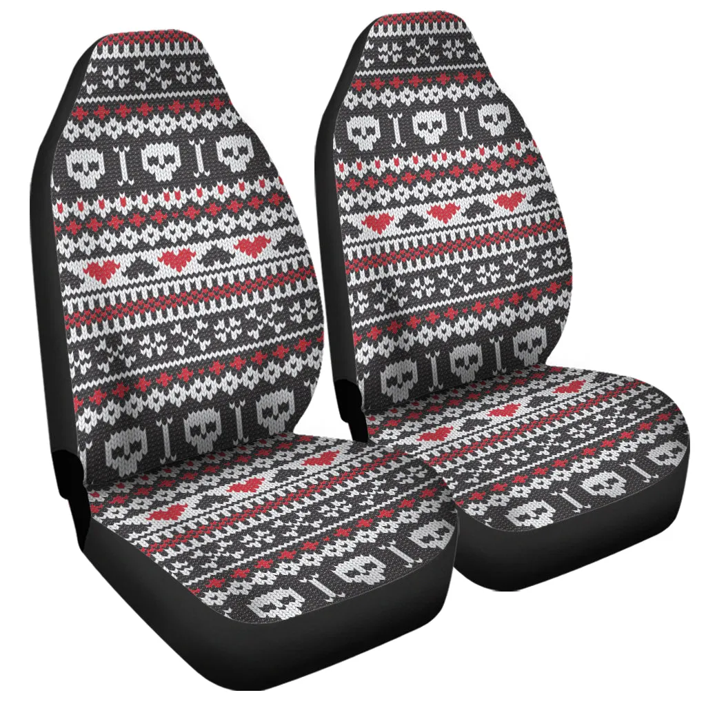 Skull Knitted Pattern Print Universal Fit Car Seat Covers