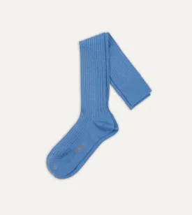 Sky Blue Wool Over-the-Calf Socks