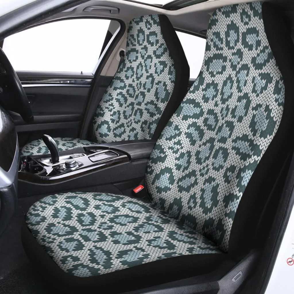 Snow Leopard Knitted Pattern Print Universal Fit Car Seat Covers